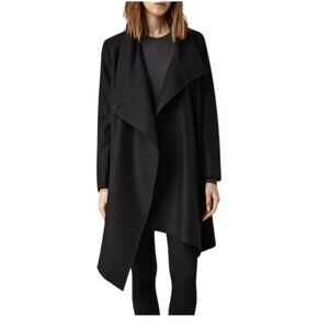 ALLSAINTS Black Wool-blend Coat. Size 2.